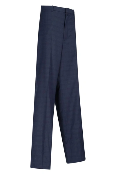Shop Balenciaga Women's Blue Wool Pants