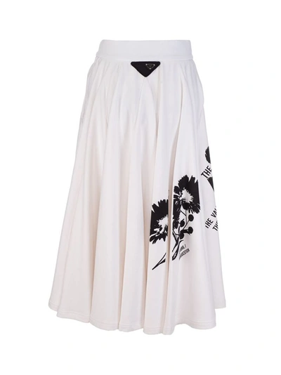 Shop Prada Women's White Cotton Skirt