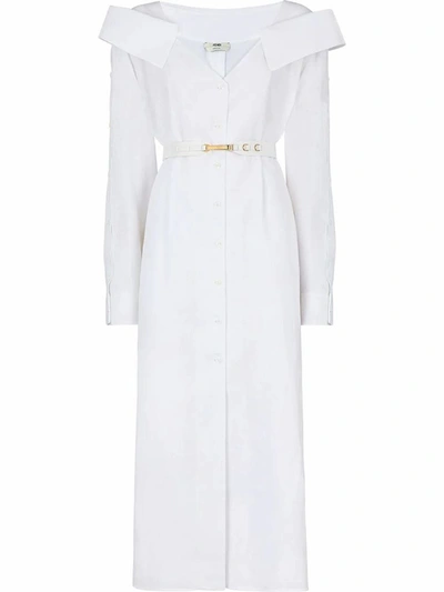 Shop Fendi Women's White Linen Dress