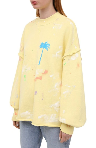 Shop Palm Angels Women's Yellow Cotton Sweatshirt