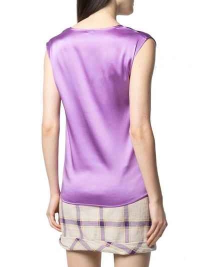 Shop Pinko Women's Purple Silk Top