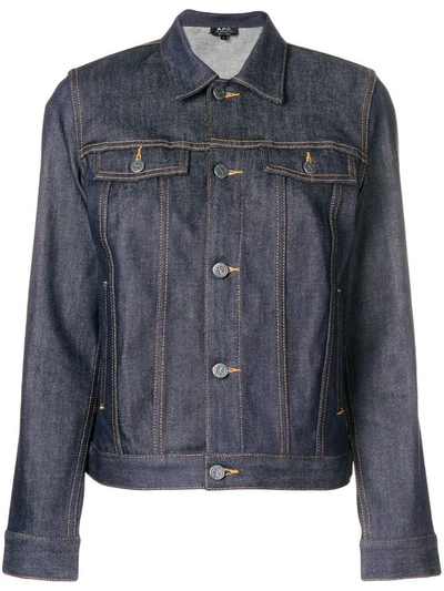 Shop Apc A.p.c. Women's Blue Cotton Outerwear Jacket