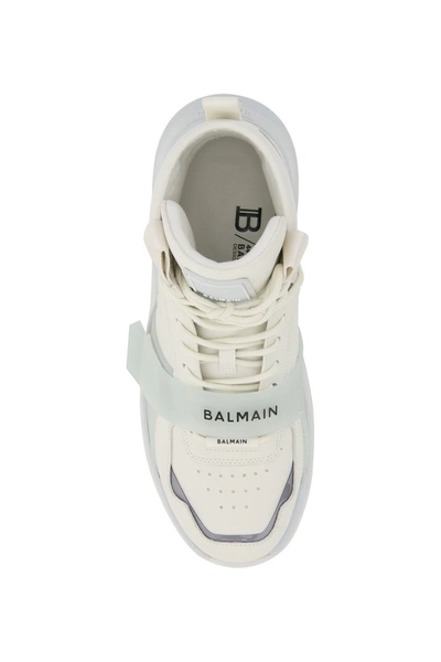 Shop Balmain B-ball Hi-top Sneakers In Blanc
