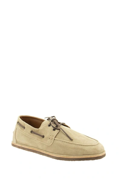 Shop Brunello Cucinelli Smart Suede Loafers In Mud