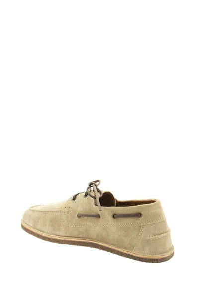 Shop Brunello Cucinelli Smart Suede Loafers In Mud