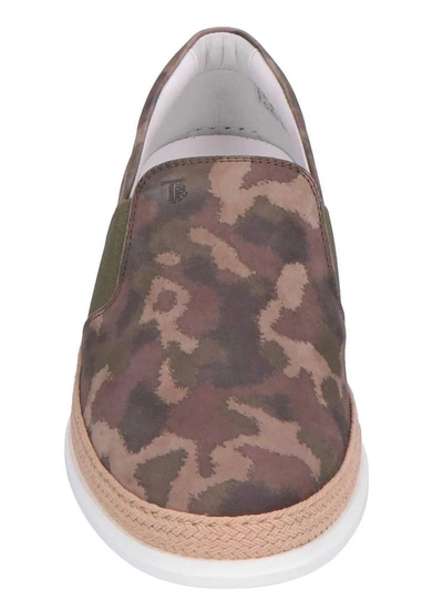 Shop Tod's Camouflage Rafia Slip On In Multiple Colors