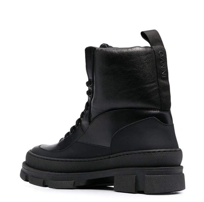 Shop Ganni Hiking Mix Boots In Black