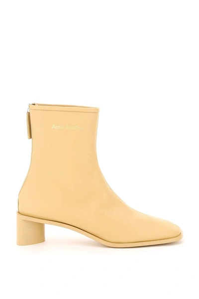 Shop Acne Studios Bertine Leather Boots In Vanilla Yellow Vanilla Yellow