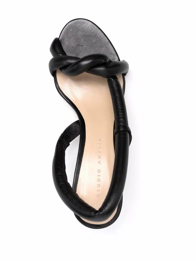 Shop Studio Amelia Tubular Pretzel Sandals In Black Leather