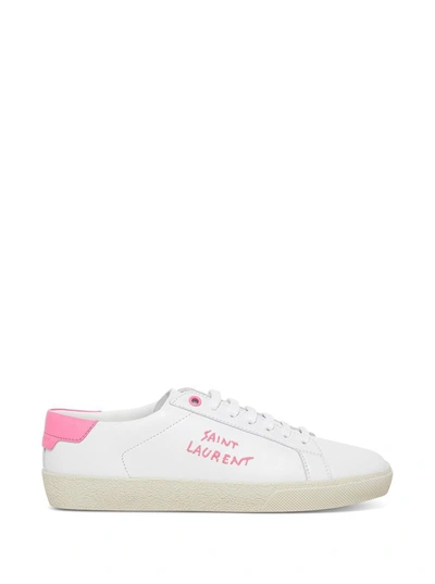 Shop Saint Laurent Court Classic Leather Sneakers With Logo In White