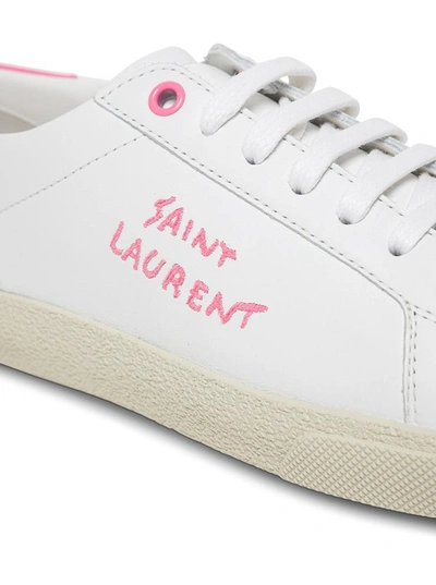 Shop Saint Laurent Court Classic Leather Sneakers With Logo In White