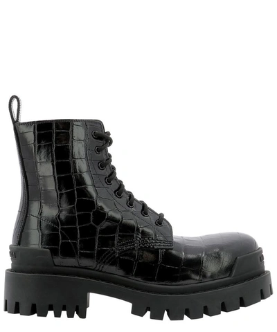 Shop Balenciaga "strike" Ankle Boots In Black  