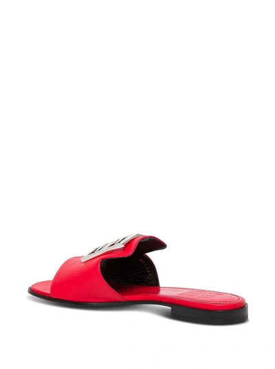 Shop Givenchy 4g Flat Sandals In Red Leather