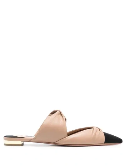 Shop Aquazzura Twist Flat Mules In Powder Pink