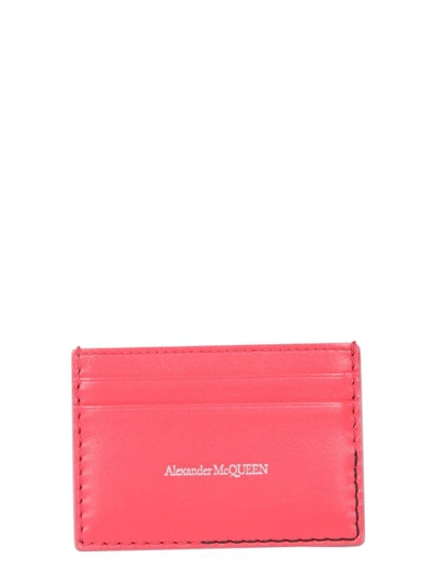 Shop Alexander Mcqueen Leather Card Holder In Pink