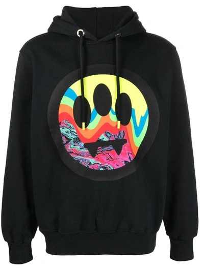 Shop Barrow Cotton Hoodie With Smile Print In Black