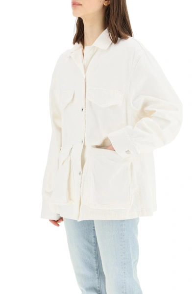 Shop Totême Toteme Army Denim Jacket In Off White