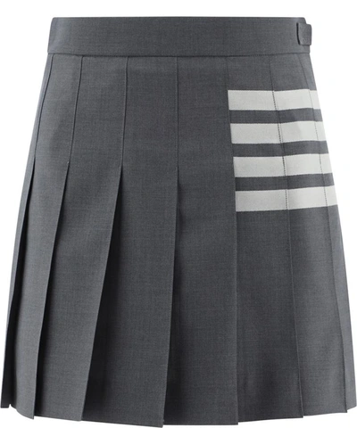 Shop Thom Browne "4-bar" Pleated Skirt In Grey