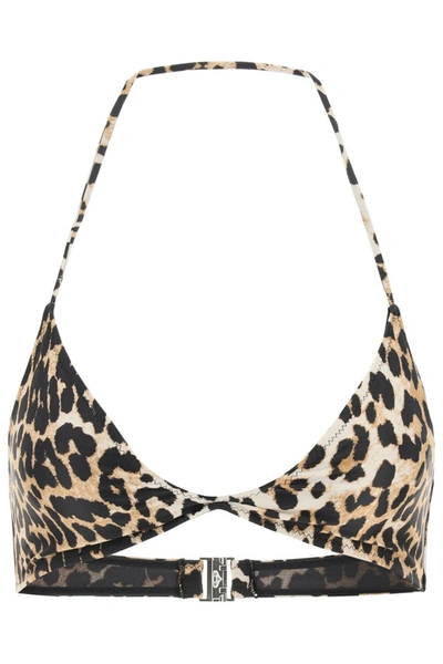Shop Ganni Leopard Print Bikini Top