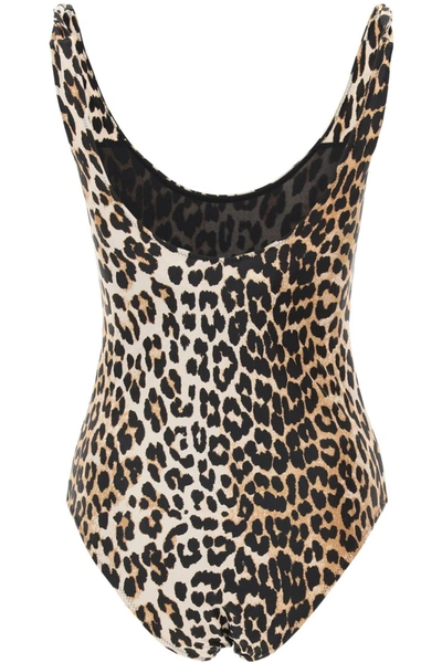 Shop Ganni Leopard Print One-piece Swimsuit