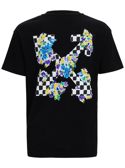 Shop Off-white Cotton T-shirt With Check Arrows Print In Black