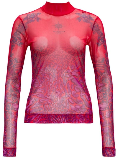 Shop Givenchy Transparent Printed Long Sleeves T-shirt In Red