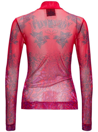 Shop Givenchy Transparent Printed Long Sleeves T-shirt In Red