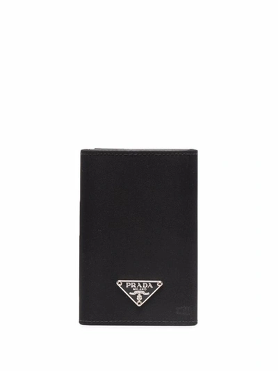 Shop Prada Leather Cardholder In Black