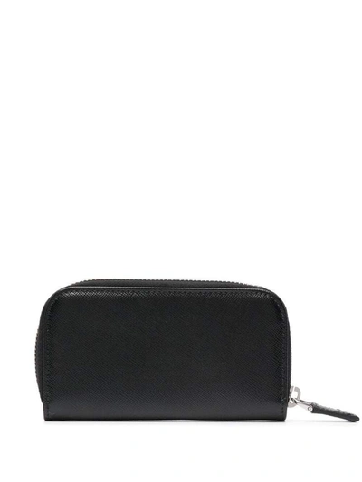 Shop Prada Debossed-logo Leather Pouch In Metal