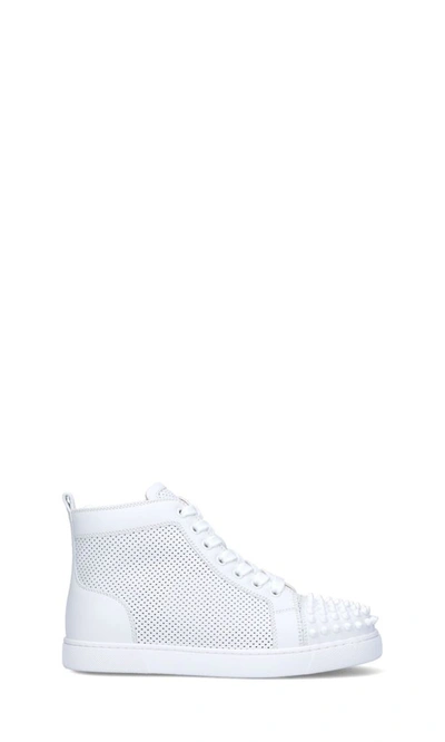 Shop Christian Louboutin Women's White Leather Hi Top Sneakers