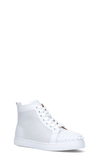 Shop Christian Louboutin Women's White Leather Hi Top Sneakers