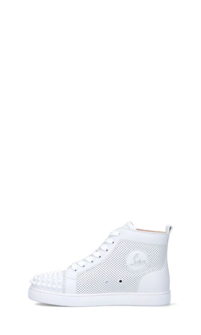 Shop Christian Louboutin Women's White Leather Hi Top Sneakers