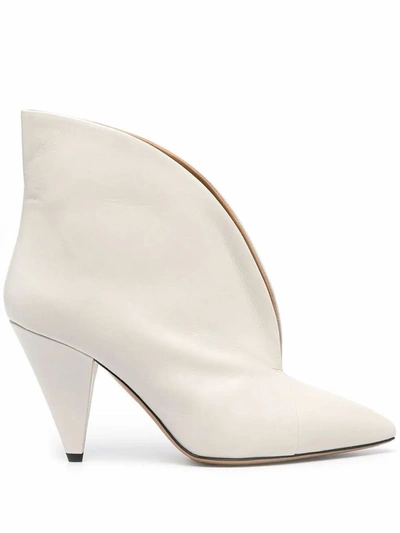 Shop Isabel Marant Women's White Leather Ankle Boots