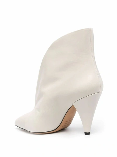 Shop Isabel Marant Women's White Leather Ankle Boots