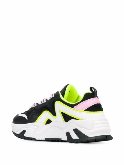 Shop Msgm Women's Black Leather Sneakers