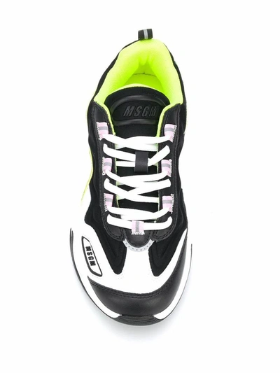 Shop Msgm Women's Black Leather Sneakers
