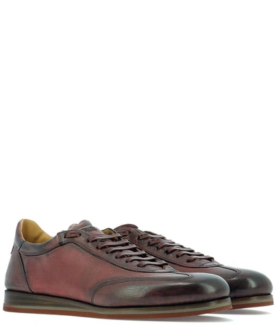 Shop Fabi Leather Lace Up With Logo In Red