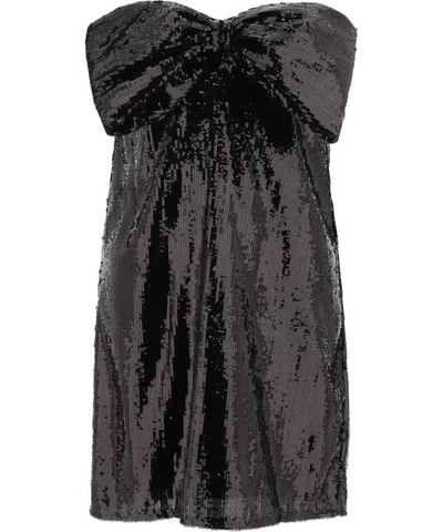 Shop Elisabetta Franchi Bow Sequin Dress In Black  
