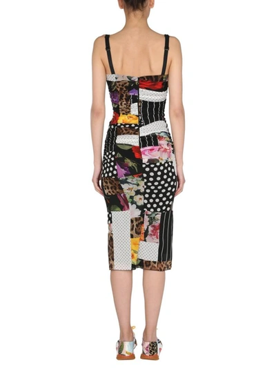 Shop Dolce & Gabbana Dress With Patchwork In Multicolour
