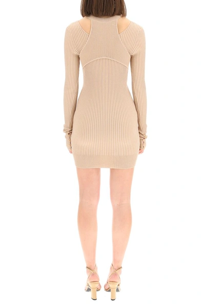 Shop Adamo Knit Mini Dress With Cut-out In Nude 1