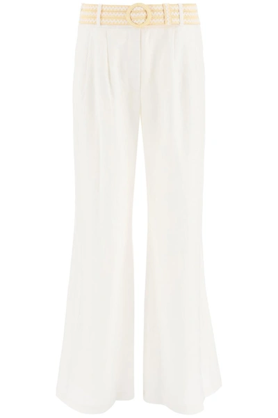 Shop Zimmermann Amelie Linen Trousers In Ivory