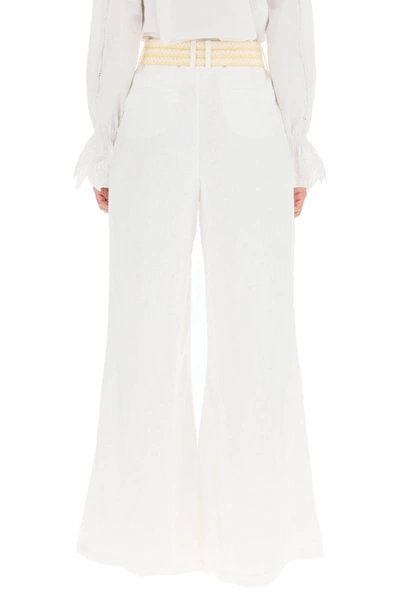 Shop Zimmermann Amelie Linen Trousers In Ivory