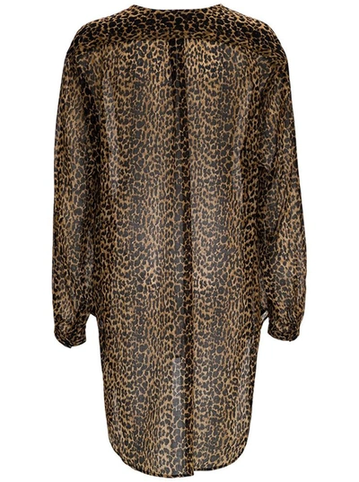 Shop Saint Laurent Animalier Wool Shirt In Brown