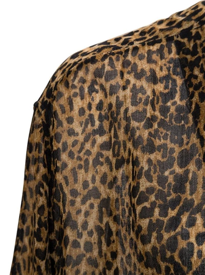 Shop Saint Laurent Animalier Wool Shirt In Brown