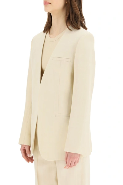 Shop Totême Toteme Collarless Blazer In Cava