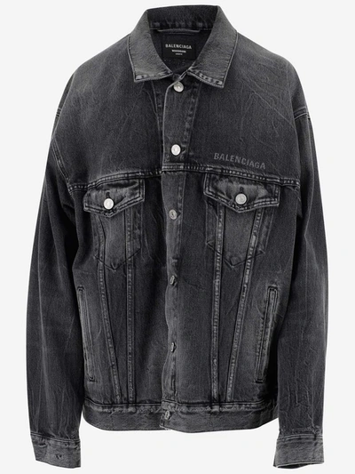 Balenciaga Panelled Denim Jacket In Dark Grey | ModeSens