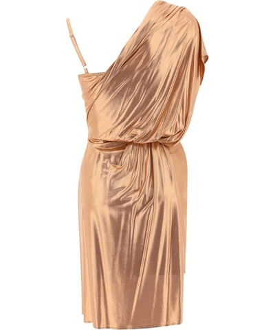 Shop Elisabetta Franchi Metallic Asymmetrical Dress In Pink