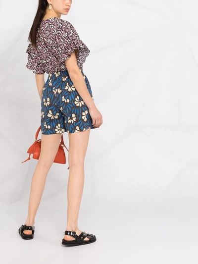 Shop P.a.r.o.s.h Parosh High-waisted Floral Print Shorts In Nero