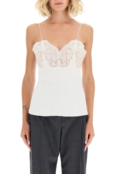 Shop Alexander Mcqueen Top With Lace In Soft White
