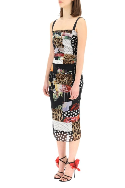 Shop Dolce & Gabbana Patchwork Draped Dress In Variante Abbinata